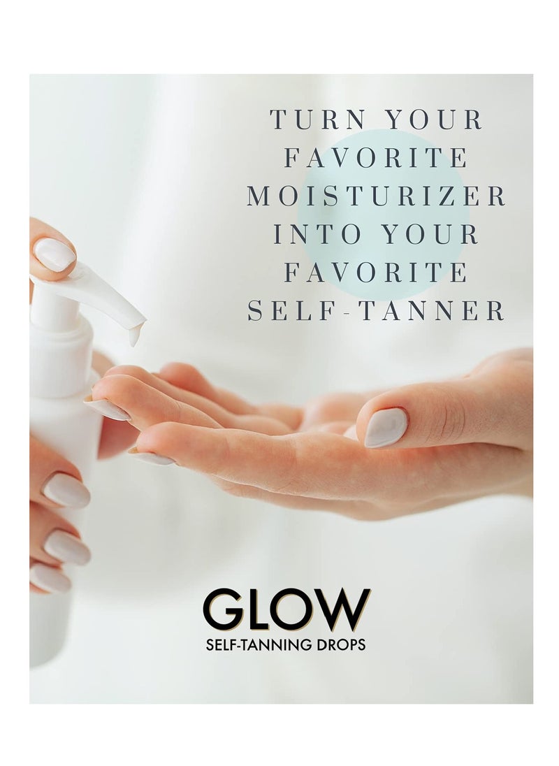 Glow Self-Tanning Drops with Aloe: Sunless Tanner for a Sun-Kissed Glow. Control Your Results by Adding Drops to Your Own Moisturizer, for Face & Body - Buildable Color 1FL Oz