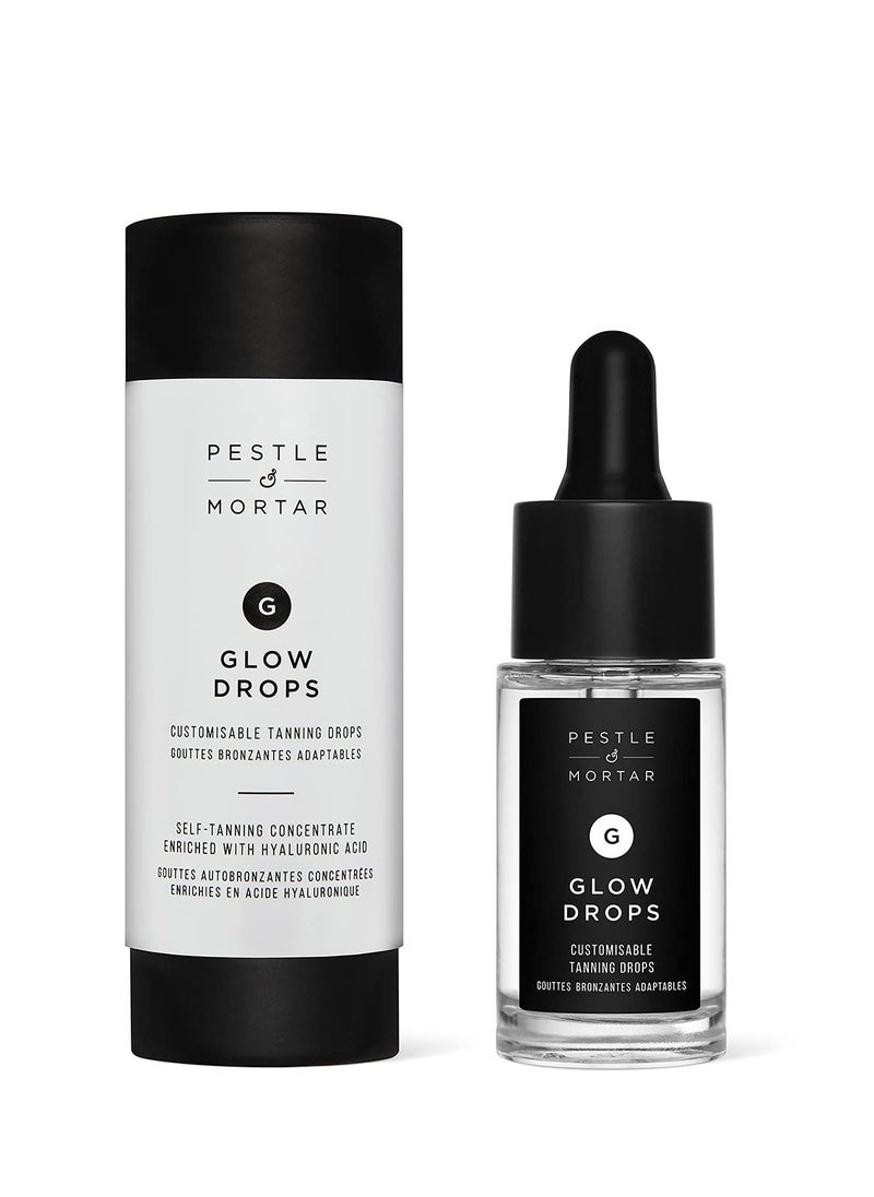 Pestle & Mortar Glow Drops - Sunless Self-Tan with Hyaluronic Acid. Customisable Self Tanner- For Men & Women,15ml