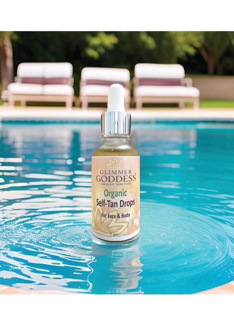 Glimmer Goddess Organic Self Tanning Drops for Face & Body 1 oz.