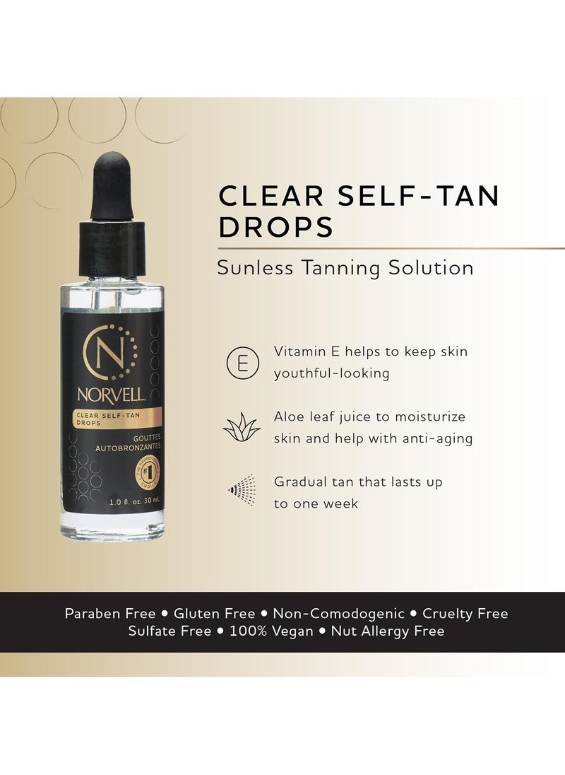 Norvell Clear Self-Tanning Drops, 1 fl oz – Customize Your Glow by Mixing These Bronzing Drops with Your Favorite Facial or Body Moisturizer – Easy to Use Clear Self-Tanner with No Color Transfer