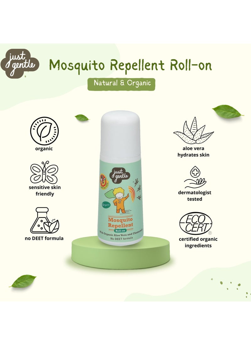 Just Gentle Herbal Mosquito Repellent 60ml- DEET-Free, Safe for Kids, Effective Protection with Organic Chamomile & Citrus Extracts.