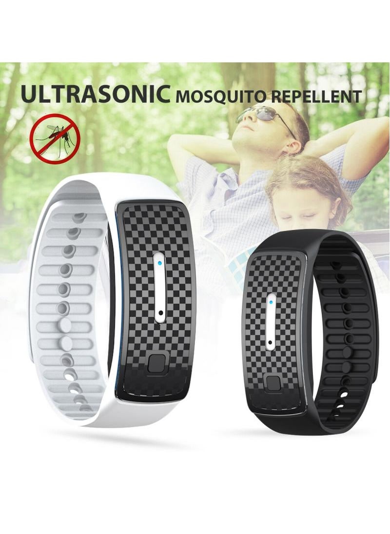 Electronic Bionic Wave Charging Summer Anti-mosquito Pest Control Wristband For Children Ultrasound Mosquito Repellent Bracelet (White)