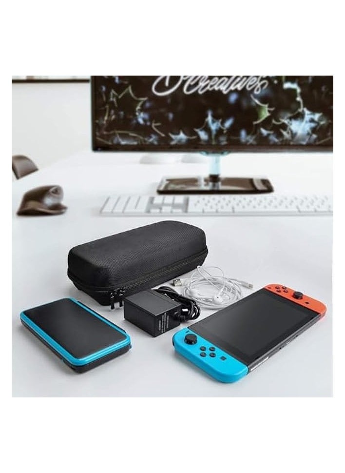 Carrying Case Compatible with Switch OLED - Fit AC Charger Adapter - with 20 Game Cartridges Hard Shell Travel Pouch Compatible with Switch Console and Accessories