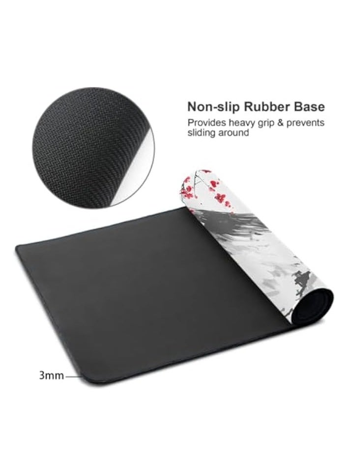 Mouse Pad, (80 x 30cm) Extended Large Mouse Mat Desk Pad, Stitched Edges Mousepad, Desk Mat Gaming Mat Non-Slip Rubber Base, XL Gaming Pad for Office & Home - Mountain Ink Painting