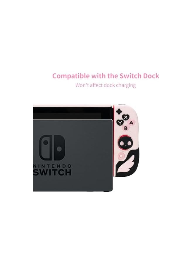 Protective Case for Switch Anti-Scratch Slim Cover Case Compatible with Switch Separable Soft Silicone Protective Shell with 2 Thumb Grip Caps- Sweetheart Skull