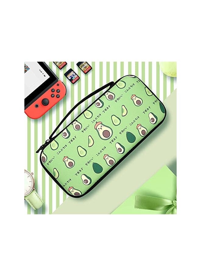 Storage Bag Case for Nintendo Switch Game Console, Cartoon Avocado Cute Hard Portable Travel Carry Case with 12 Game Card Slots, Inner Storage Bag for Joy-Con & Accessories [video game]