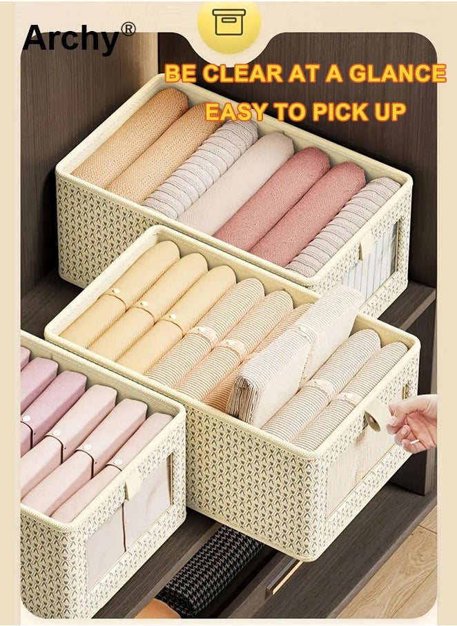 4 Pieces Foldable Closet Storage Organizer Washable Closet Storage Box with Carrying Handles Cube Storage Bin for Clothes Wardrobe Home Bedroom Office