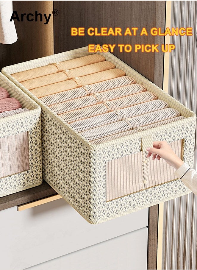 4 Pieces Foldable Closet Storage Organizer Washable Closet Storage Box with Carrying Handles Cube Storage Bin for Clothes Wardrobe Home Bedroom Office