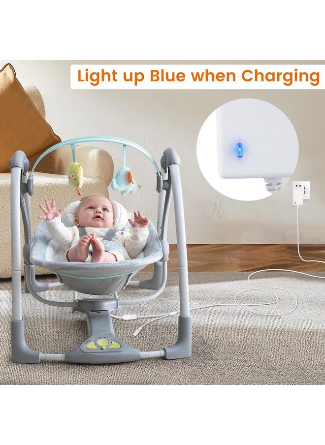 Baby Swing Power Cord For Ingenuity Inlighten, Simple Comfort And Swing'N Go Charger, 2-In-1 Charging Cable With Usb A And Dc Plug, Power Adapter