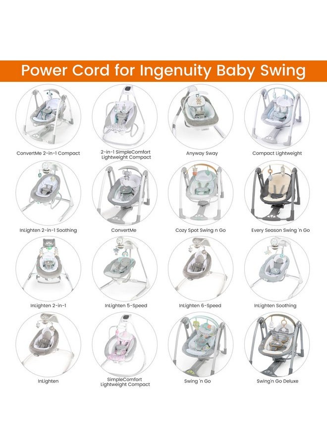 Baby Swing Power Cord For Ingenuity Inlighten, Simple Comfort And Swing'N Go Charger, 2-In-1 Charging Cable With Usb A And Dc Plug, Power Adapter