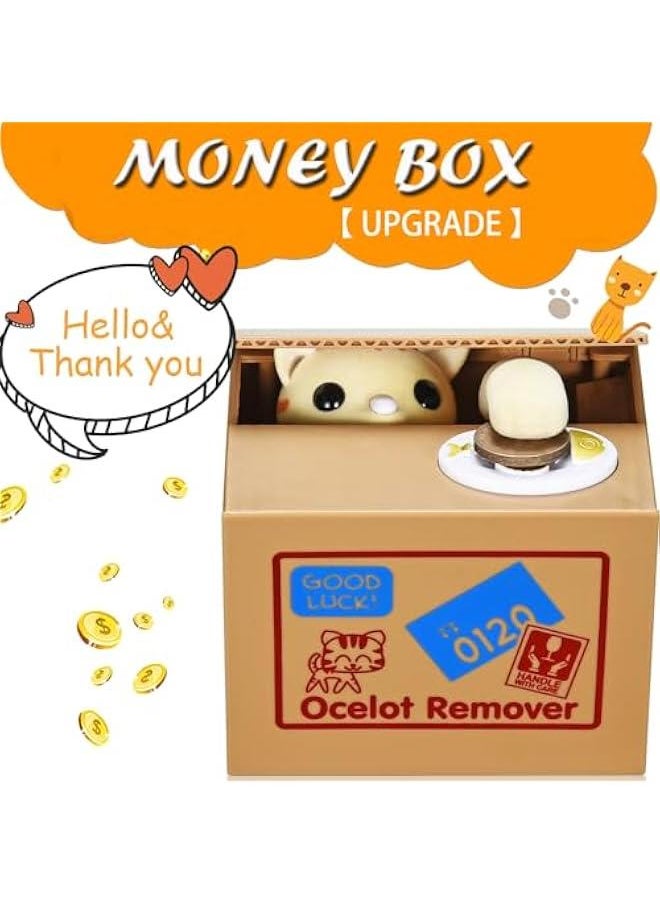 Cat Stealing Money Bank, gy Bank for Kids, Coin Bank for Money Saving, Automatic Stealing Money with English Speaking, Creative Gift (Lucky Cat)