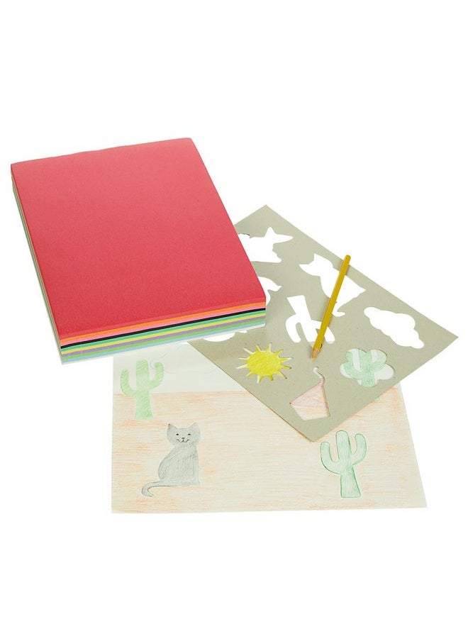 Lightweight Construction Paper, Value Pack, 10 Colors, 300 Sheets With Bonus Stencil, Everyday Use, Classroom Supplies, Daycare Supplies, Pre-School, At Home Use