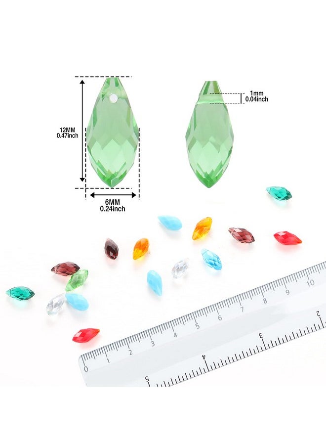 100 Pcs Teardrop Crystal Beads Mixed Colors Crystal Beads Crystal Prism Lustered Drop Spacer Loose Beads Drop Shape Top Drilled With Box And Elastic Rope