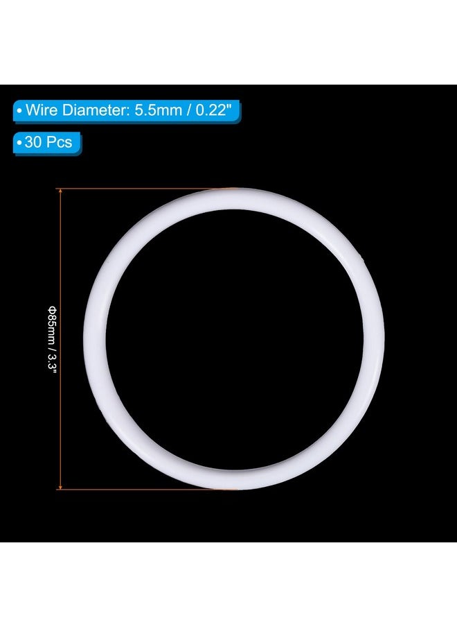 3.3 Inch Dream Catcher Rings, 30 Pcs Plastic Macrame Wreath Floral Round Ring Hoop For Home Car Diy Craft Wedding Wall Hanging Decorations, White