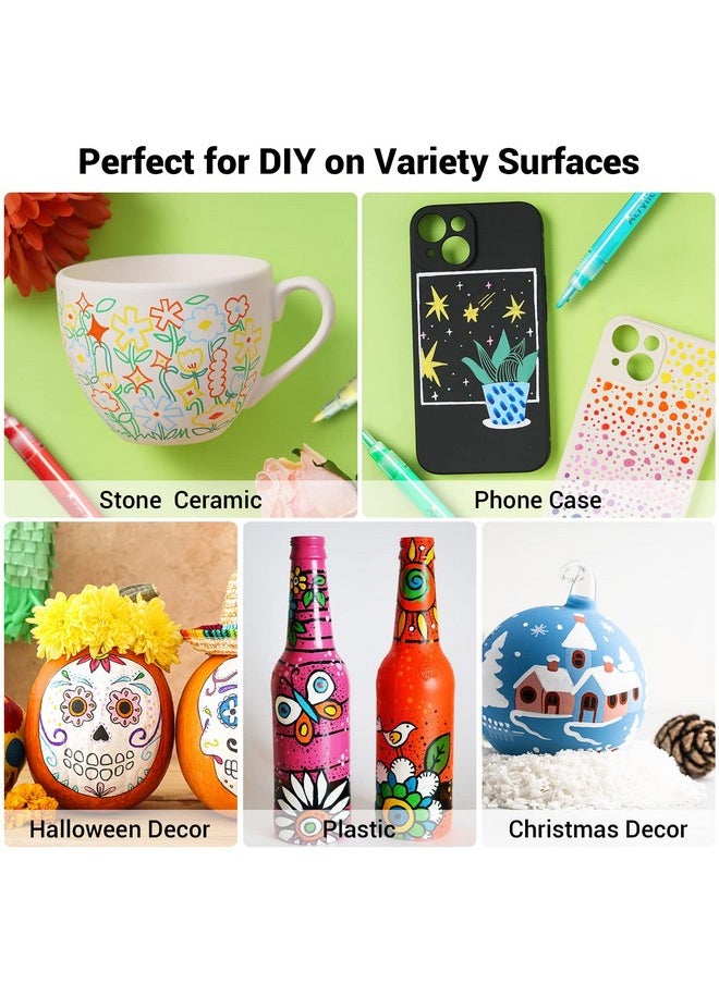 40 Colors Acrylic Paint Pens: Acrylic Paint Markers For Easter Eggs Rock Painting Diy Water-Based Paint Markers For Stone Wood Glass Ceramic Fabric Canvas Plastic Metal