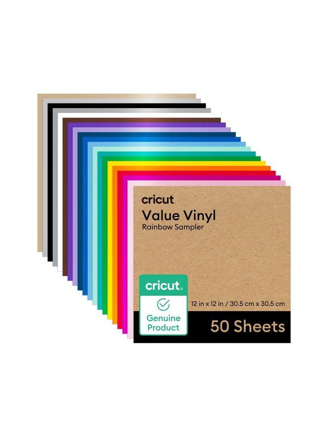 Value Permanent Vinyl - 50Ft Rainbow Sampler, 12In X 12In Sheets (50 Count)