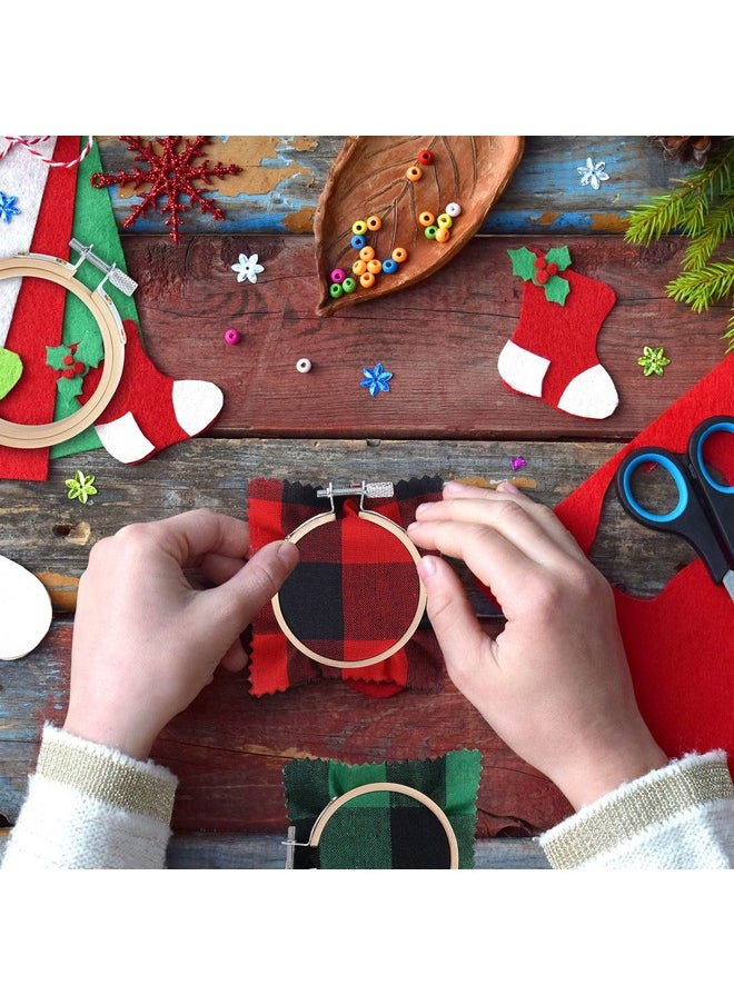 10 Pieces 2.2 Inch Mini Embroidery Hoops Adjustable Circle, Cross Stitch Hoop Ring For Embroidery, Art Craft Handy Sewing, And Christmas Decoration