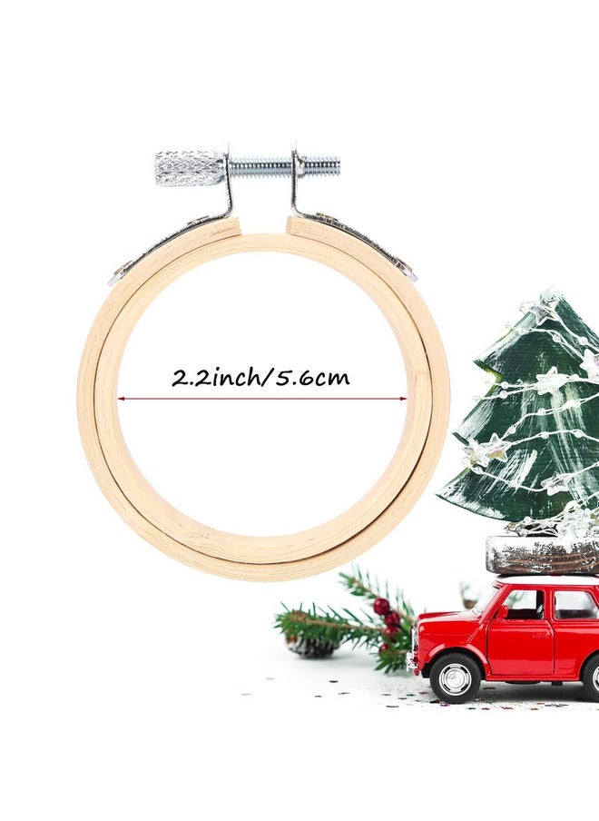 10 Pieces 2.2 Inch Mini Embroidery Hoops Adjustable Circle, Cross Stitch Hoop Ring For Embroidery, Art Craft Handy Sewing, And Christmas Decoration