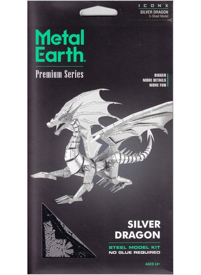 S Metal Earth Premium Series Silver Dragon 3D Metal Model Kit