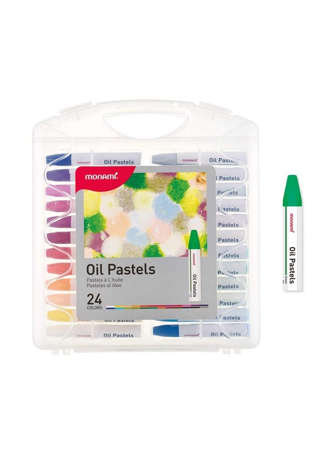 Oil Pastels, Jumbo Size Hexagonal Shape Oil Pastels For Kids And Students With Handy Carrying Case, 24 Vivid Colors Pack