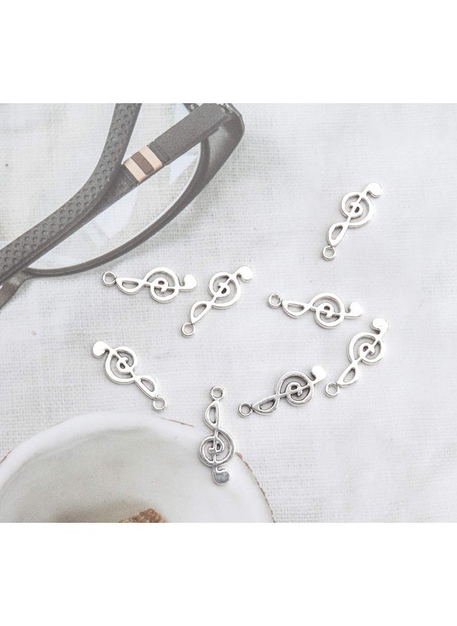 50 Pcs Musical Note Charm Metal Music Symbol Vintage Elegant Chic Instrument Pendant Beads For Craft Art Supplies Jewelry Making Finding Diy Necklace Bracelet Earring (Silver)
