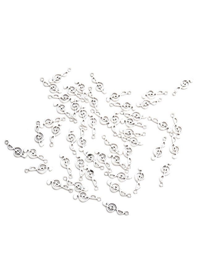 50 Pcs Musical Note Charm Metal Music Symbol Vintage Elegant Chic Instrument Pendant Beads For Craft Art Supplies Jewelry Making Finding Diy Necklace Bracelet Earring (Silver)