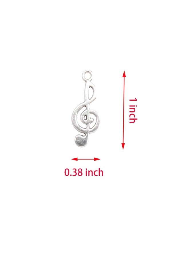 50 Pcs Musical Note Charm Metal Music Symbol Vintage Elegant Chic Instrument Pendant Beads For Craft Art Supplies Jewelry Making Finding Diy Necklace Bracelet Earring (Silver)