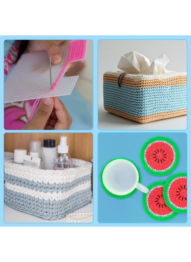 2 Pieces 7 Count Plastic Mesh Canvas Sheets For Embroidery, Acrylic Yarn Crafting, Knit Crochet Projects And Make Aquarium Dividers (10.5 X 13.5 Inch)
