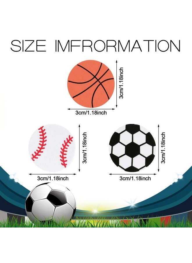 150Pcs Foam Sports Balls Stickers, 3 Styles Self Adhesive Basketball Baseball Football Stickers Decals Mixed Foam Sports Stickers For Scrapbooking Ball Themed Party Decorations (1.13 Inch)
