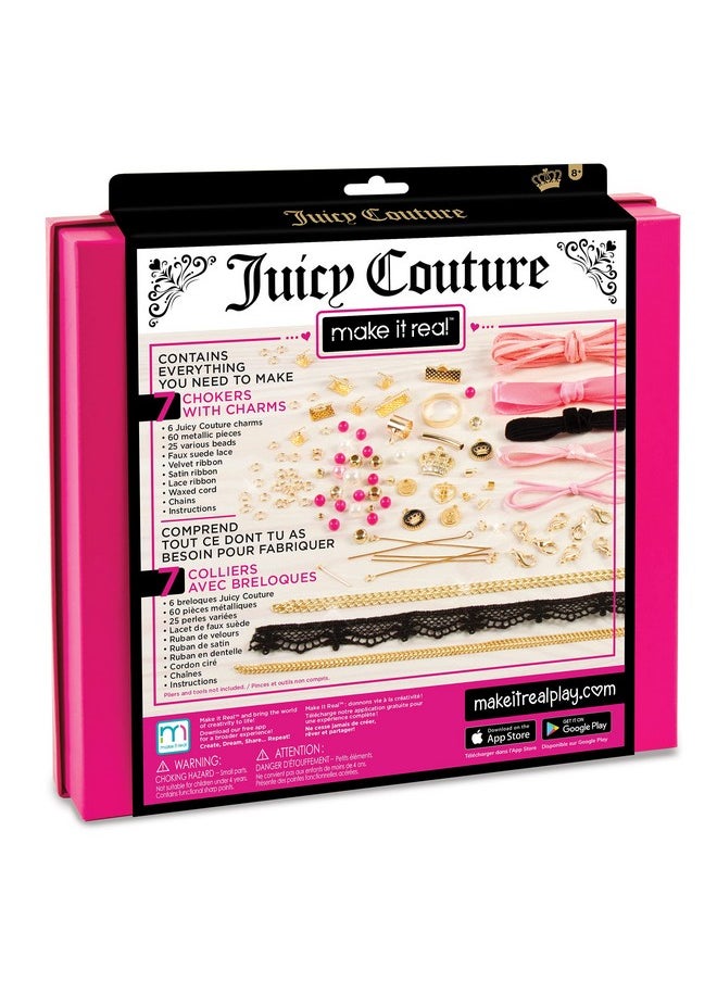 Juicy Couture: Chokers & Charms Kit - Create 7 Unique Necklaces, 102 Pieces, 7 Trendy Chokers, 6 Juicy Charms, Tweens & Girls, Elastic Fitted Necklaces, Diy Bead Jewelry Kit, Ages 8+