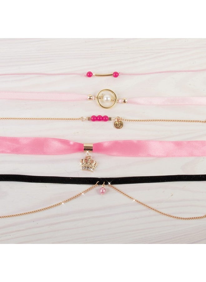 Juicy Couture: Chokers & Charms Kit - Create 7 Unique Necklaces, 102 Pieces, 7 Trendy Chokers, 6 Juicy Charms, Tweens & Girls, Elastic Fitted Necklaces, Diy Bead Jewelry Kit, Ages 8+