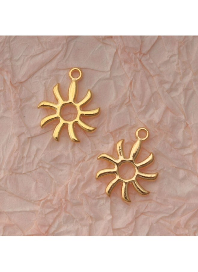 50 Pcs Hollow Sun Charms 1.8 X 1.5 Cm Cute Chic Metal Pendants For Diy Jewelry Making Kit Finding Christmas Decoration Bracelet Necklace Thanksgiving Gift Supplies (Gold)