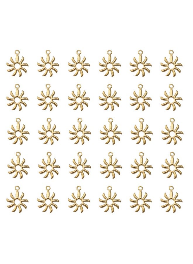 50 Pcs Hollow Sun Charms 1.8 X 1.5 Cm Cute Chic Metal Pendants For Diy Jewelry Making Kit Finding Christmas Decoration Bracelet Necklace Thanksgiving Gift Supplies (Gold)
