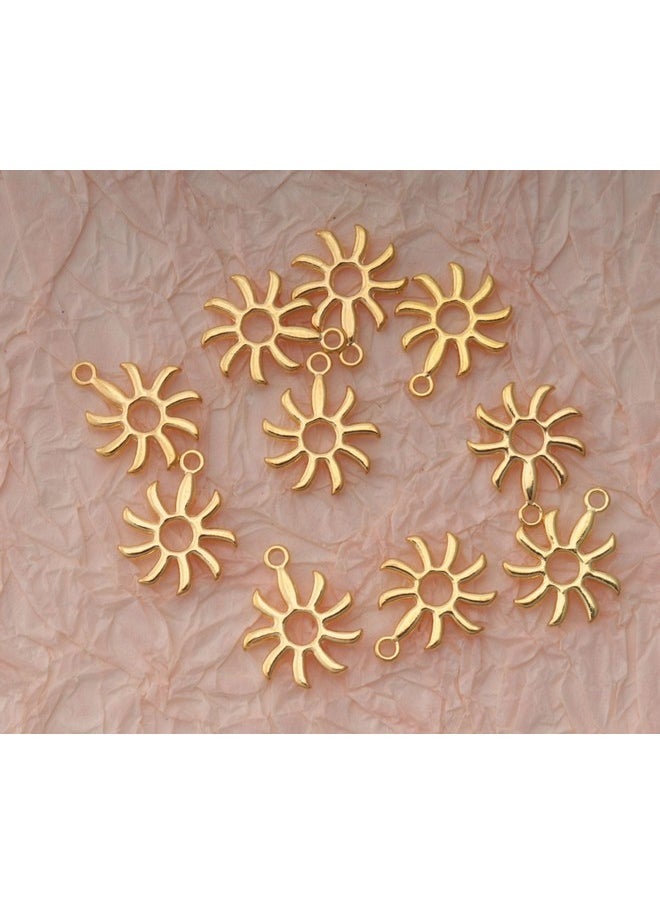 50 Pcs Hollow Sun Charms 1.8 X 1.5 Cm Cute Chic Metal Pendants For Diy Jewelry Making Kit Finding Christmas Decoration Bracelet Necklace Thanksgiving Gift Supplies (Gold)