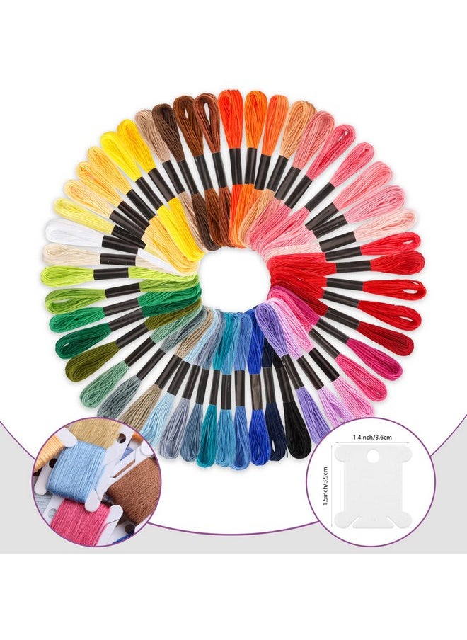 Embroidery Floss 50 Skeins Embroidery Thread, Rainbow Color Friendship Bracelet String With 12 Pieces Floss Bobbins For Bracelet Making, Sewing Crafts