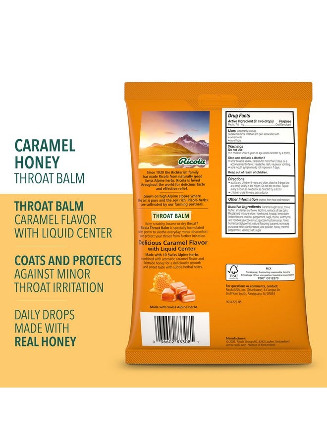 Throat Balm Caramel Throat Drops With Liquid Center, 34 Count, Coat & Protect Your Throat, Daily Throat Relief & Protection, Oral Demulcent