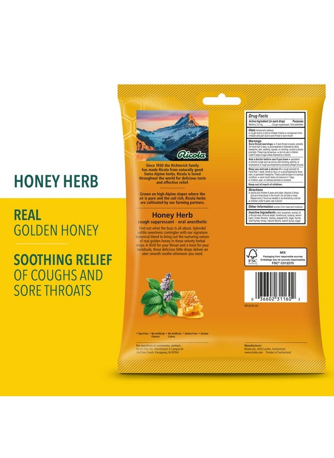 Honey Herb Cough Drops, 45 Count, Fair Trade Honey & Natural Menthol Cough Suppressant & Throat Relieving Drops, Great Tasting Relief For Coughs & Throat Irritation Symptoms