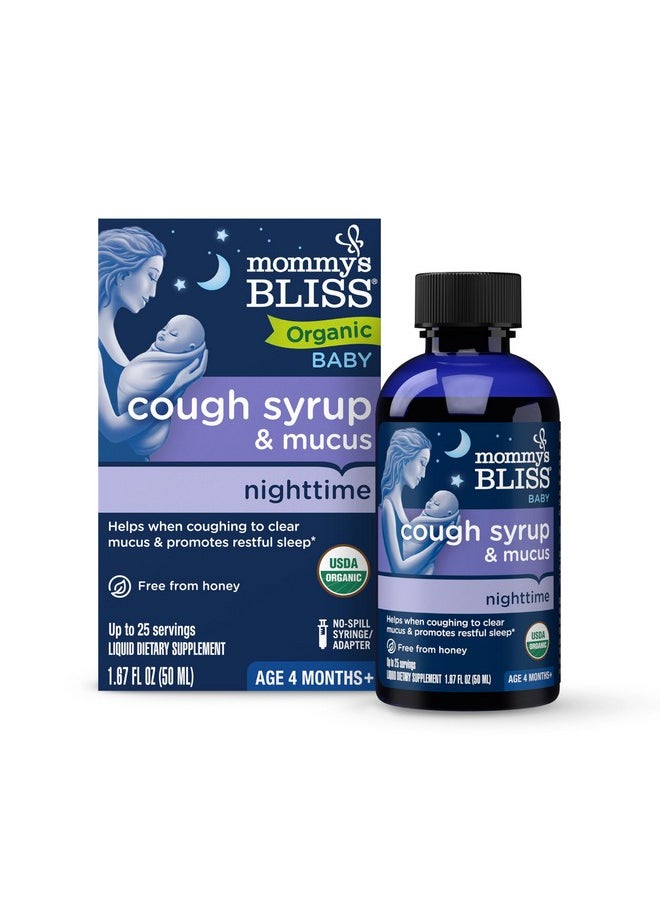 Organic Baby Cough Syrup & Mucus Night Time, Contains Organic Agave And Ivy Leaf, Made For Babies 4 Month+, 1.67 Fluid Ounces