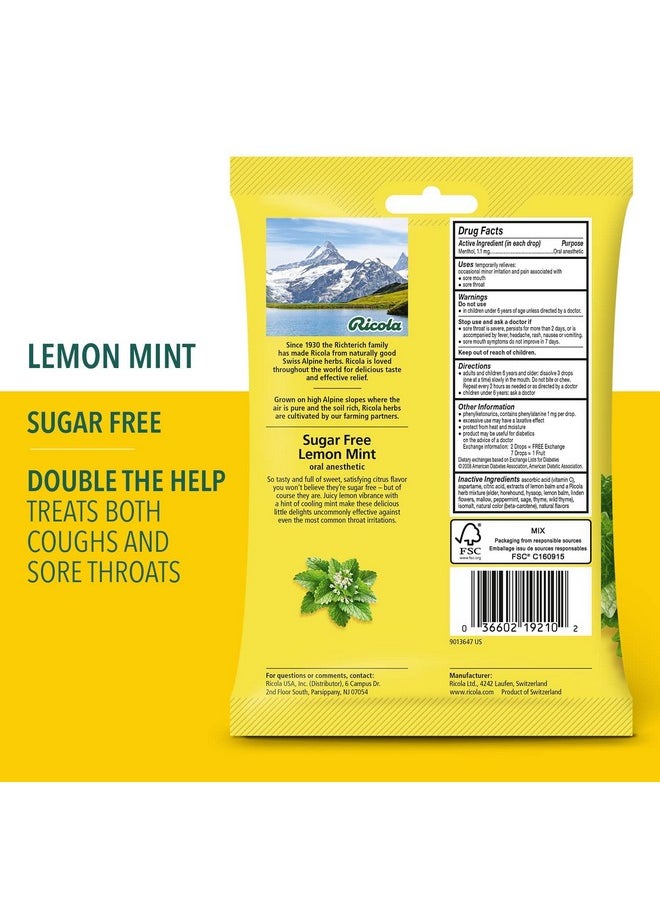 Throat Drops, Lemon-Mint, Sugar Free Bag Case By Ricola Usa (Pack Of 12 )