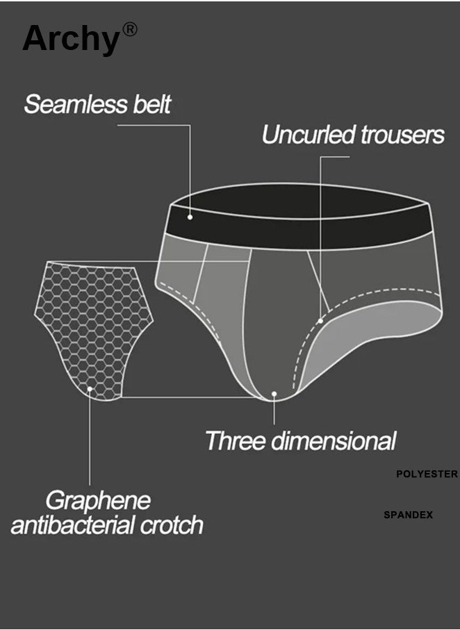 3 Pcs Men's Cross Pattern Stretch Elastic Soft Breathable Briefs Multicolor Set Gift Box Package Panties Multicolor Set Summer Briefs Modal Graphene Breathable Briefs