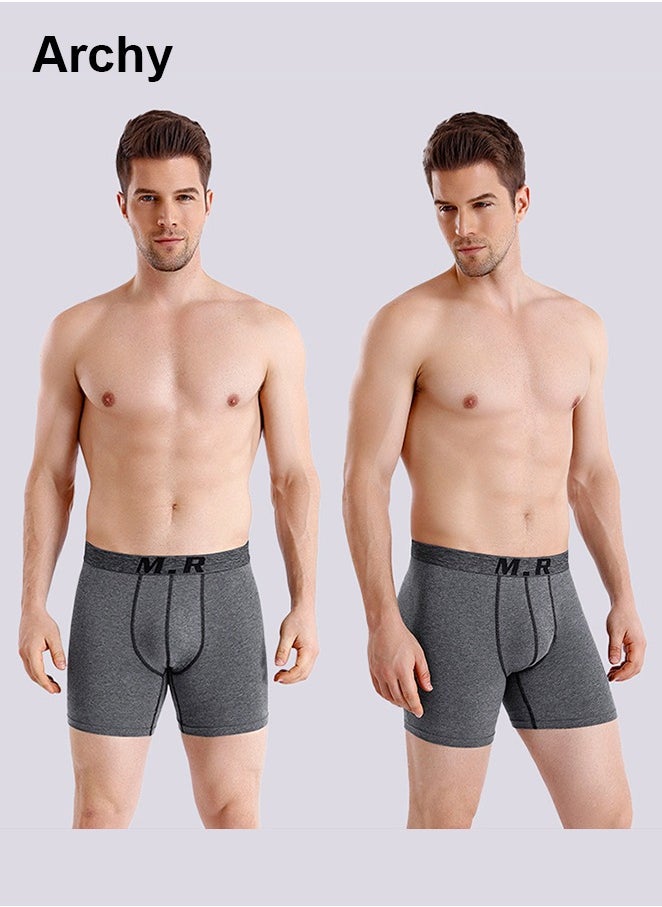 4 Pack Men Casual Basic Letter Cotton Mid Waist Boxer Pants Men’s Trunks Comfortable Cotton Anti-Chafing High Elasticity Sports Extended Length Boxer Briefs