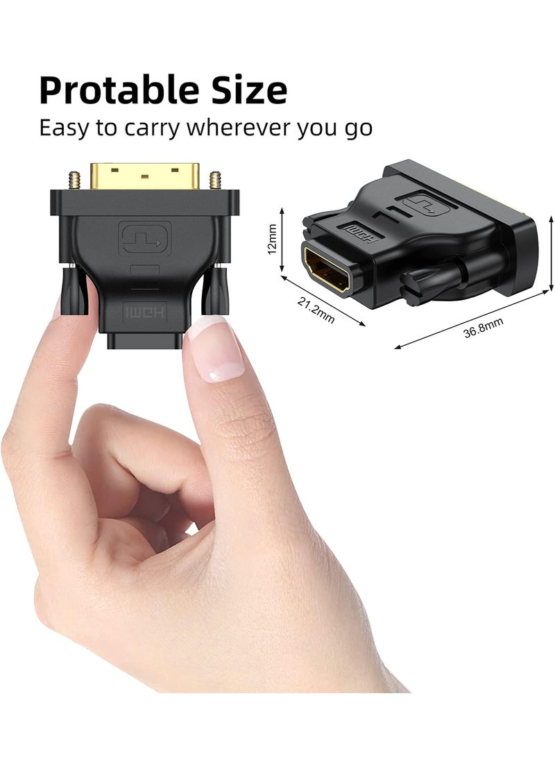 DVI to HDMI Adapter 2-Pack, Bidirectional Female HDMI to DVI-D(24+1) Male Adapter with Gold-Plated for Computer, Monitor, Projector and More, Support 3D 4K ARC Ethernet