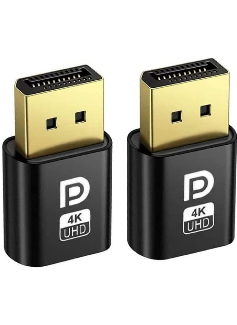 DisplayPort HDMI Dummy Plug Display Emulator EDID, DP Virtual for PC 4K 1080Pb (fit Headless 2560x1600@60Hz)-2Pack, Compatible with Windows, Mac OS, Linux