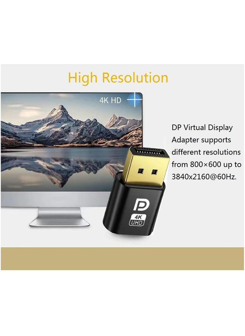 DisplayPort HDMI Dummy Plug Display Emulator EDID, DP Virtual for PC 4K 1080Pb (fit Headless 2560x1600@60Hz)-2Pack, Compatible with Windows, Mac OS, Linux