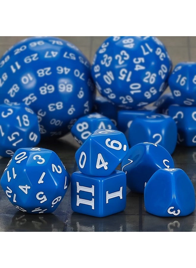 Dnd Polyhedral Dice Set (15Pcs) D4-D100 Game Dice With Dice Bag For Dungeons And Dragons Role Playing Table Games (Blue & White)