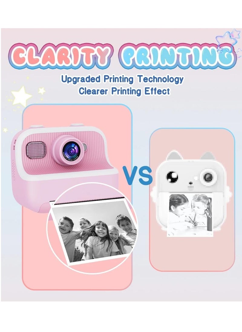 Xria DCP4 Children’s Instant Print Camera With Thermal Printer Kids Digital Photo Camera Boys & Girls Birthday Gift (Pink)