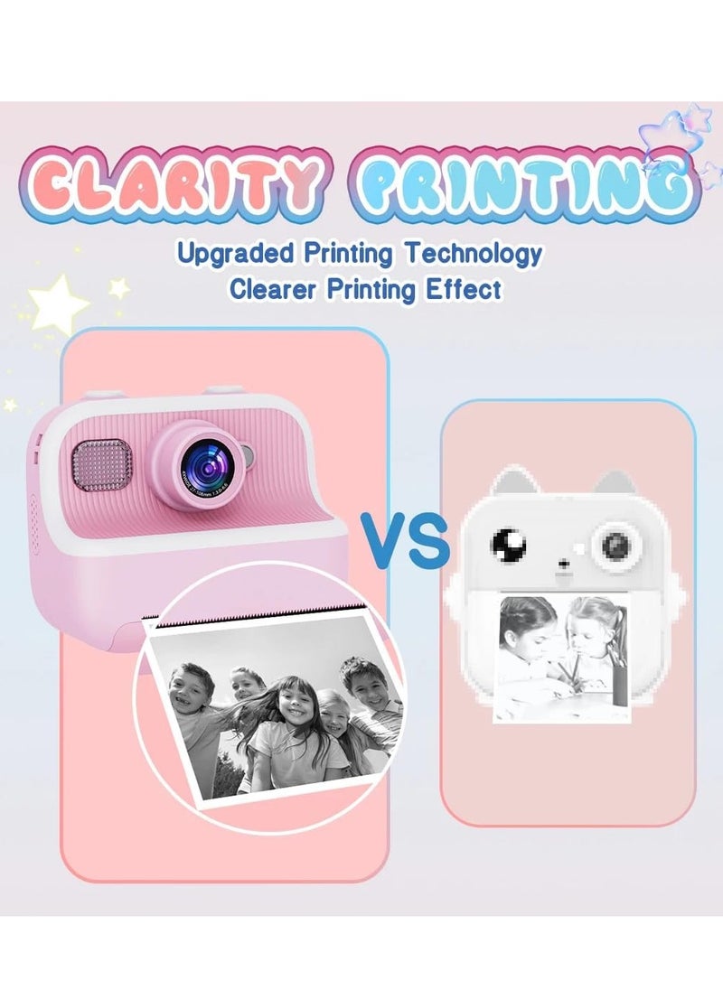 Xria DCP4 Children’s Instant Print Camera With Thermal Printer Kids Digital Photo Camera Boys & Girls Birthday Gift (Pink)