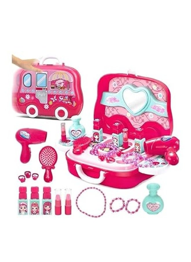 Beauty Makeup Set Toy with Briefcase and Accessories Pretend Play Fun Toys for Girls