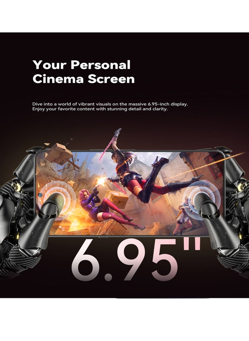 MAX 5 Smartphone 6.95-Inch FHD+ Display 5G Android 14 Octa-core Processor Game Mobile Phone 12GB RAM 256GB ROM 5100mAh Battery 100MP+32MP Camera Wi-Fi6 Dual SIM NFC TECH Black