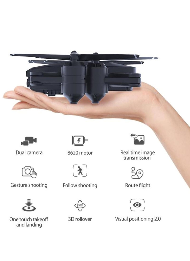 P30 Plus Drone with 4K Dual HD Camera, Foldable Design, 20-Minute Flight Time, Visual Positioning 2.0, Automatic Braking System, Gesture Control – Ideal for Aerial Photography & Video